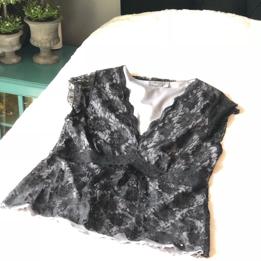 Black and Grey Lace Blouse.